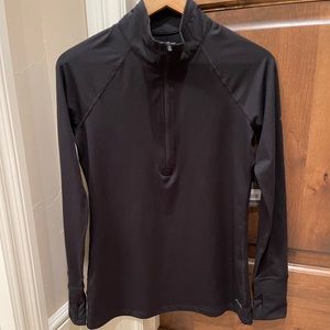 Eddie Bauer 1/4 zip front high neck black activewear long-sleeve top Sz M  NWT